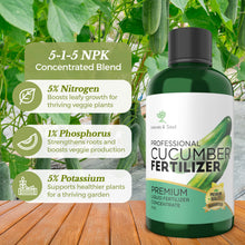 Load image into Gallery viewer, Professional Liquid Cucumber Fertilizer | 5-1-5 Concentrate, Liquid Plant Fertilizer for Garden, Healthy Produce, Good Harvest, Multi-Purpose Blend & Gardening Supplies | 8 oz