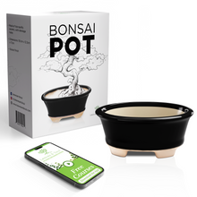 Load image into Gallery viewer, Glazed Ceramic Bonsai Pot | Decorative Planter for Dwarf Trees, Succulents, Small Plants | Small Container for Indoor and Outdoor Gardens, Table Centerpieces and Windowsill Décor | Black Oval