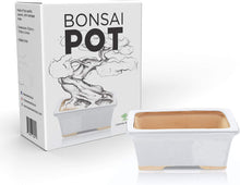 Load image into Gallery viewer, Glazed Ceramic Bonsai Pot | White Rectangular