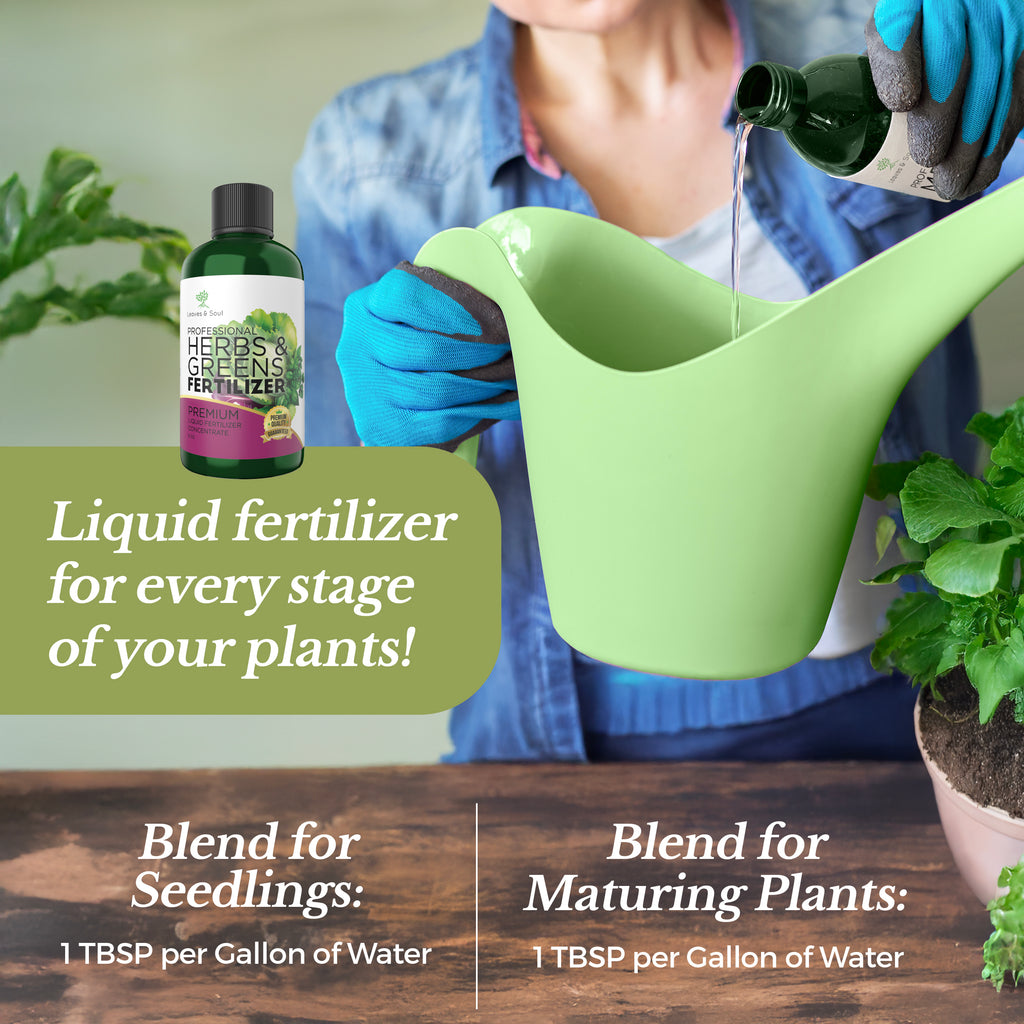Professional Liquid Herbs and Greens Fertilizer | 5-1-5 Concentrate, Liquid Plant Fertilizer for Garden, Healthy Produce, Good Harvest, Multi-Purpose Blend & Gardening Supplies | 8 oz