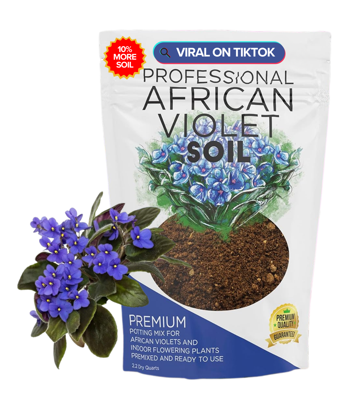 Professional African Violet Plant Soil | Pre-mixed 2.2 Dry Quarts
