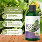 Professional Liquid Zucchini Fertilizer | 5-1-5 Concentrate, Liquid Plant Fertilizer for Garden, Healthy Produce, Good Harvest, Multi-Purpose Blend & Gardening Supplies | 8 oz