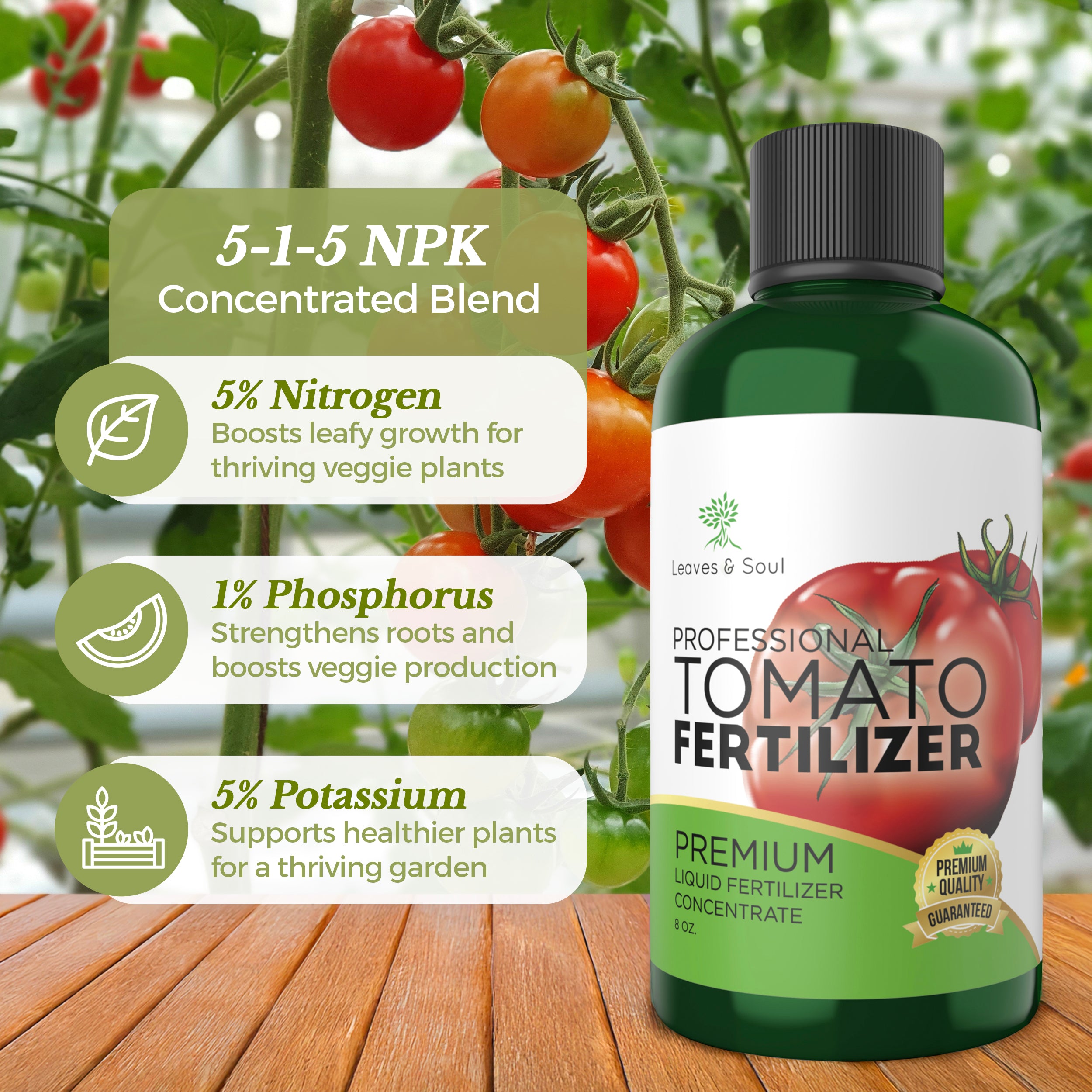 Professional Liquid Tomato Fertilizer | 5-1-5 Concentrate, Liquid Plant Fertilizer for Garden, Healthy Produce, Good Harvest, Multi-Purpose Blend & Gardening Supplies | 8 oz