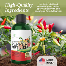 Load image into Gallery viewer, Professional Liquid Pepper Fertilizer | 5-1-5 Concentrate, Liquid Plant Fertilizer for Garden, Healthy Produce, Good Harvest, Multi-Purpose Blend &amp; Gardening Supplies | 8 oz
