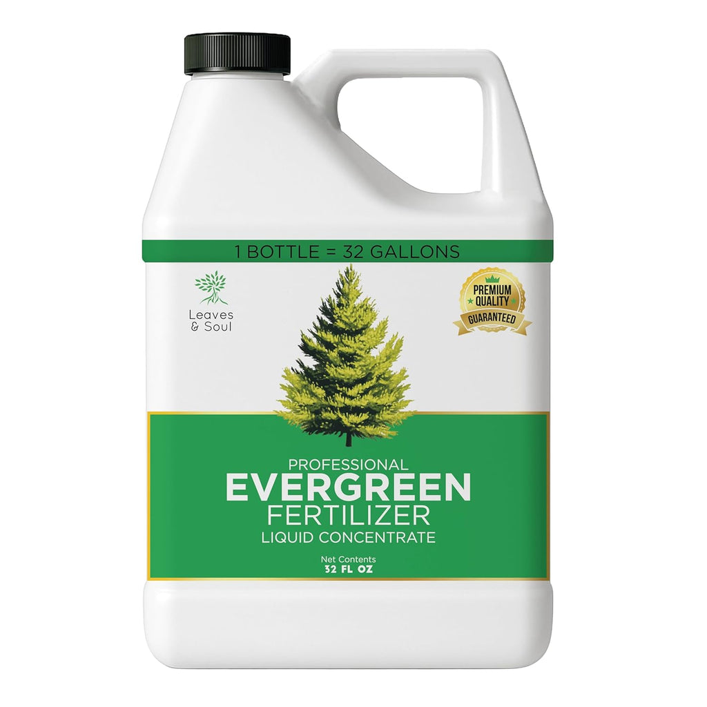 Leaves and Soul Professional Evergreen Tree Fertilizer Liquid Concentrate - 6-4-6 Blend for Evergreens, Garden Use - Liquid Plant Food for Evergreen Trees and Shrubs Outdoors