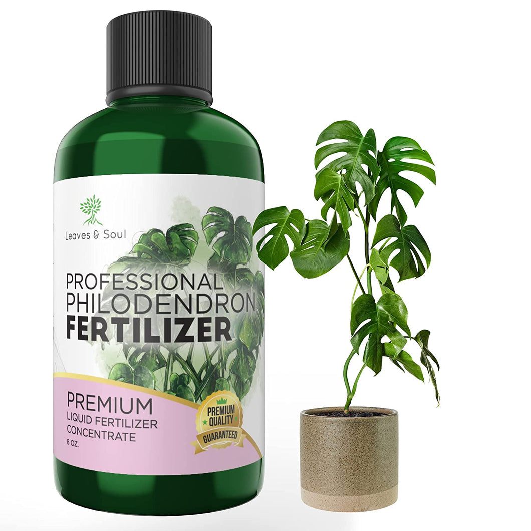Professional Liquid Philodendron Plant Fertilizer | 3-1-2 Concentrate for House Plants | Multi-Purpose Blend & Gardening Supplies | 8 oz Bottle