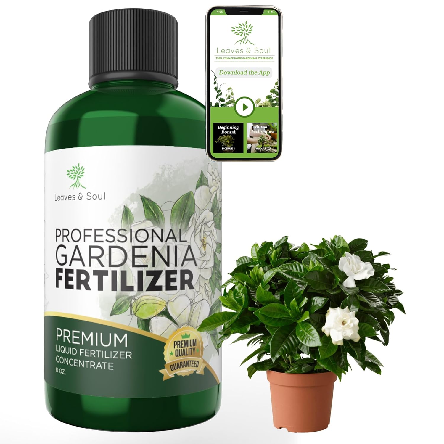 Professional Liquid Gardenia Plant Fertilizer | 3-1-2 Concentrate for Flowering Plants | 8 oz Bottle