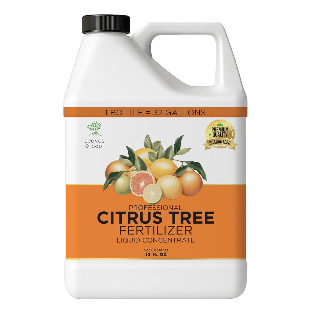 Leaves and Soul Professional Citrus Tree Fertilizer Liquid Concentrate - 6-4-6 Blend for Fruit Tree Fertilizer, Garden - Liquid Plant Food for Citrus Trees in Pots or Outdoors