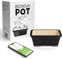 Load image into Gallery viewer, Glazed Ceramic Bonsai Pot - Ceramic Planter for Succulents and Small Plants - Black Rectangular Pot Perfect for Indoor and Outdoor Gardens, Tables and Decor
