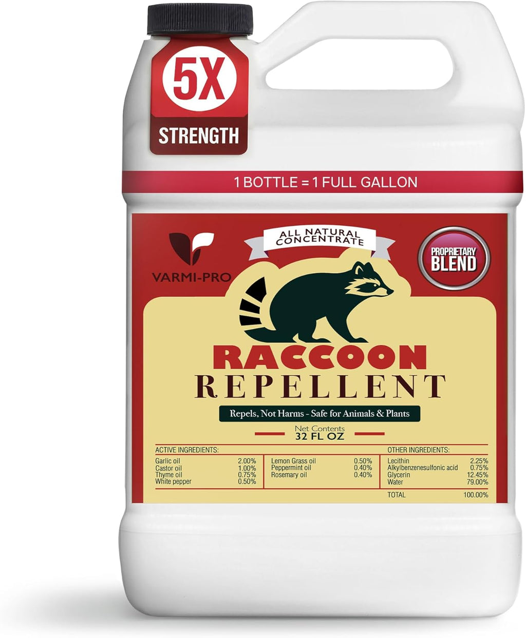 VarmiPro Raccoon Repellent Spray Concentrate - 32 fl oz Natural Outdoor Raccoon Deterrent for Yard, Garden, Lawn, Trees, and Plants - Safe for Pets, Animals, Flowers, Shrubs, and Flower Beds