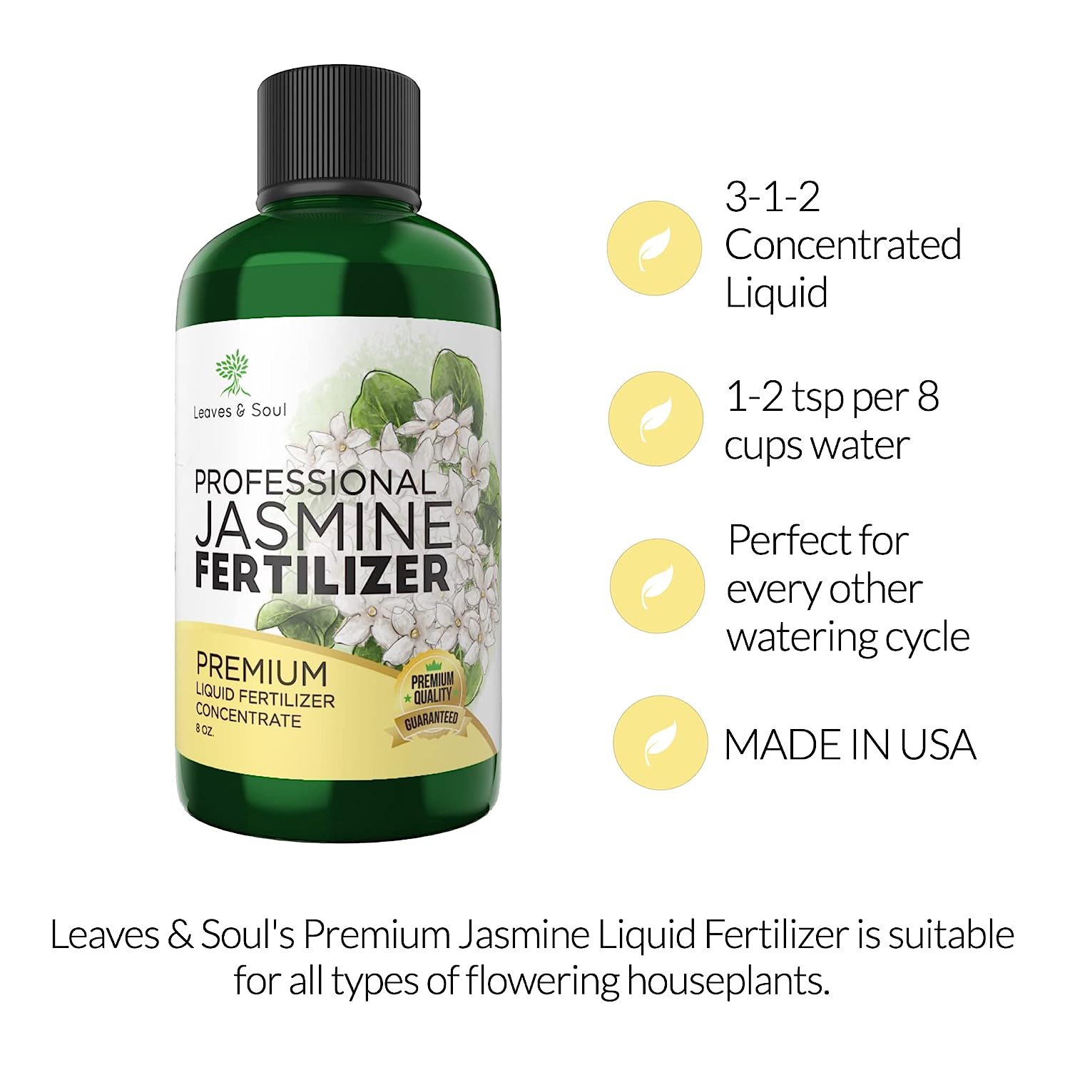 Professional Liquid Jasmine Fertilizer | 3-1-2 Concentrate for Plants and Flowers | 8 oz Bottle (Jasmine)