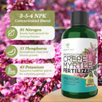 Leaves and Soul Crepe Myrtle Professional Liquid Fertilizer - Complete 3-5-4 Nutrient Blend Concentrate for Enhanced Blooming & Growth - Perfect for Garden & Indoor Plants, Easy Application - 8 oz
