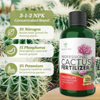 Professional Liquid Cactus Plant Fertilizer | 3-1-2 Concentrate for Flowering Plants | Multi-Purpose Blend & Gardening Supplies | 8 oz Bottle