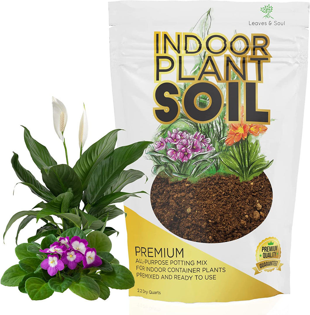 Indoor Plant Soil Premium All Purpose Blend | Large 2.2 Quarts | Ready to Use for Indoor Container and Houseplants | Peat, Coco Coir, Perlite, Dolomite