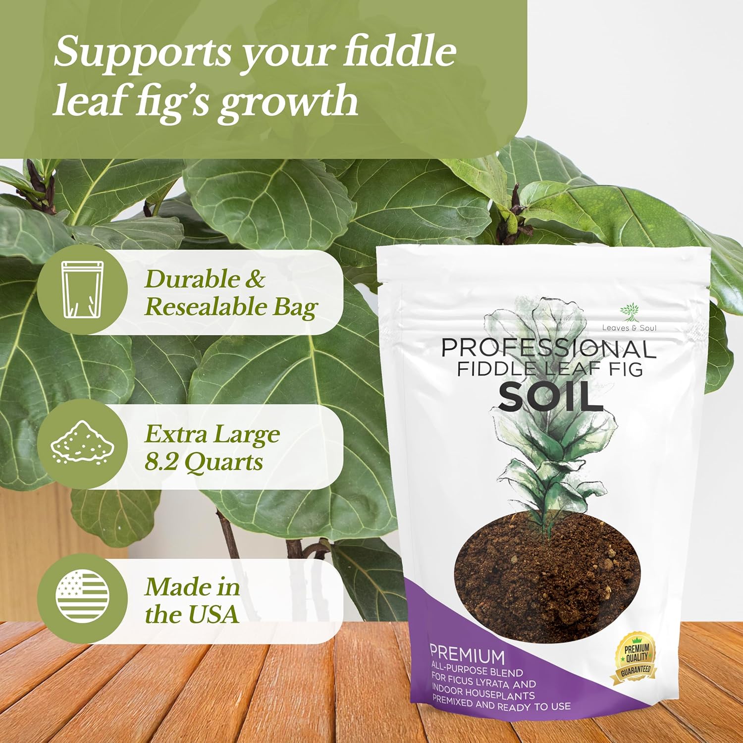 Premium Fiddle Leaf Fig and House Plant Soil All Purpose Blend | Pre-mixed 2.2 and 8.2 Dry Quarts