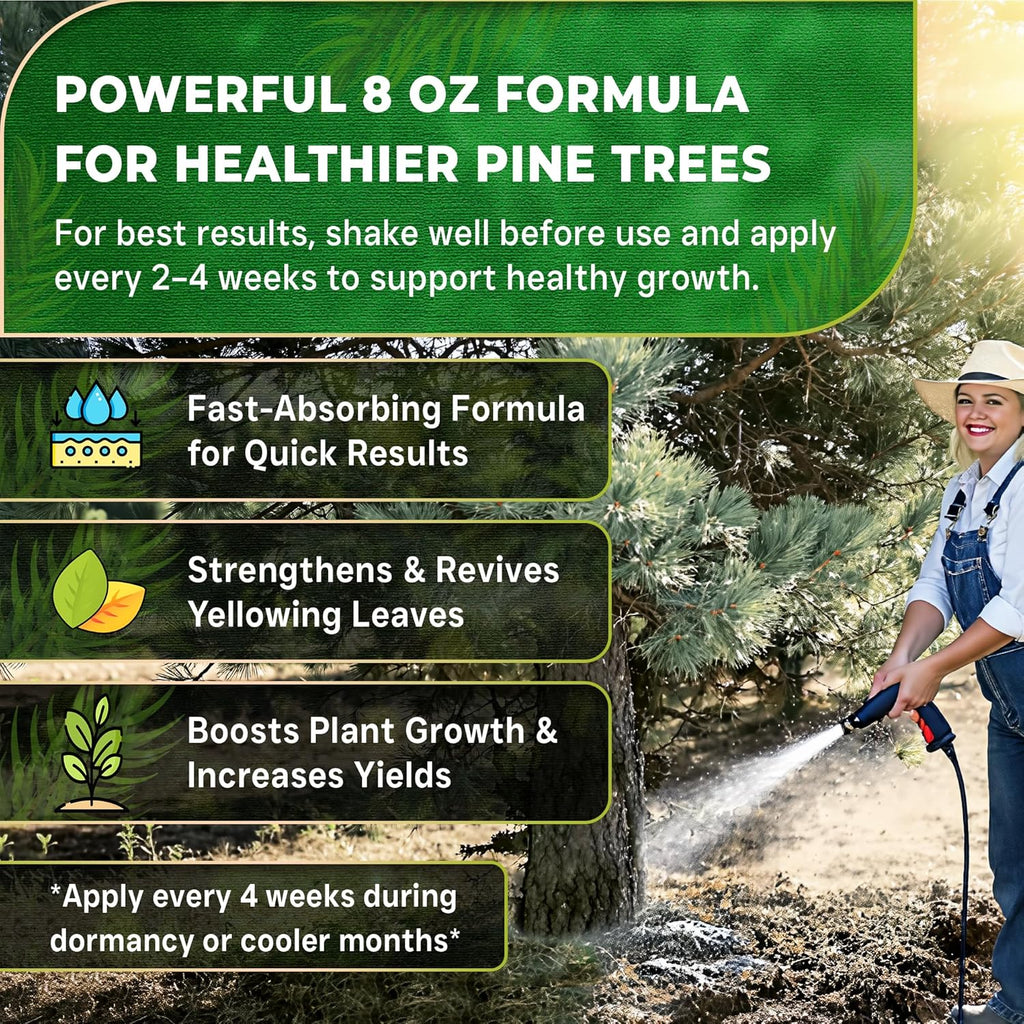 Leaves and Soul Professional Pine Tree Fertilizer Liquid Concentrate - 6-4-6 Blend for Pine, Garden Use - Liquid Plant Food for Pine Trees and Shrubs Outdoors