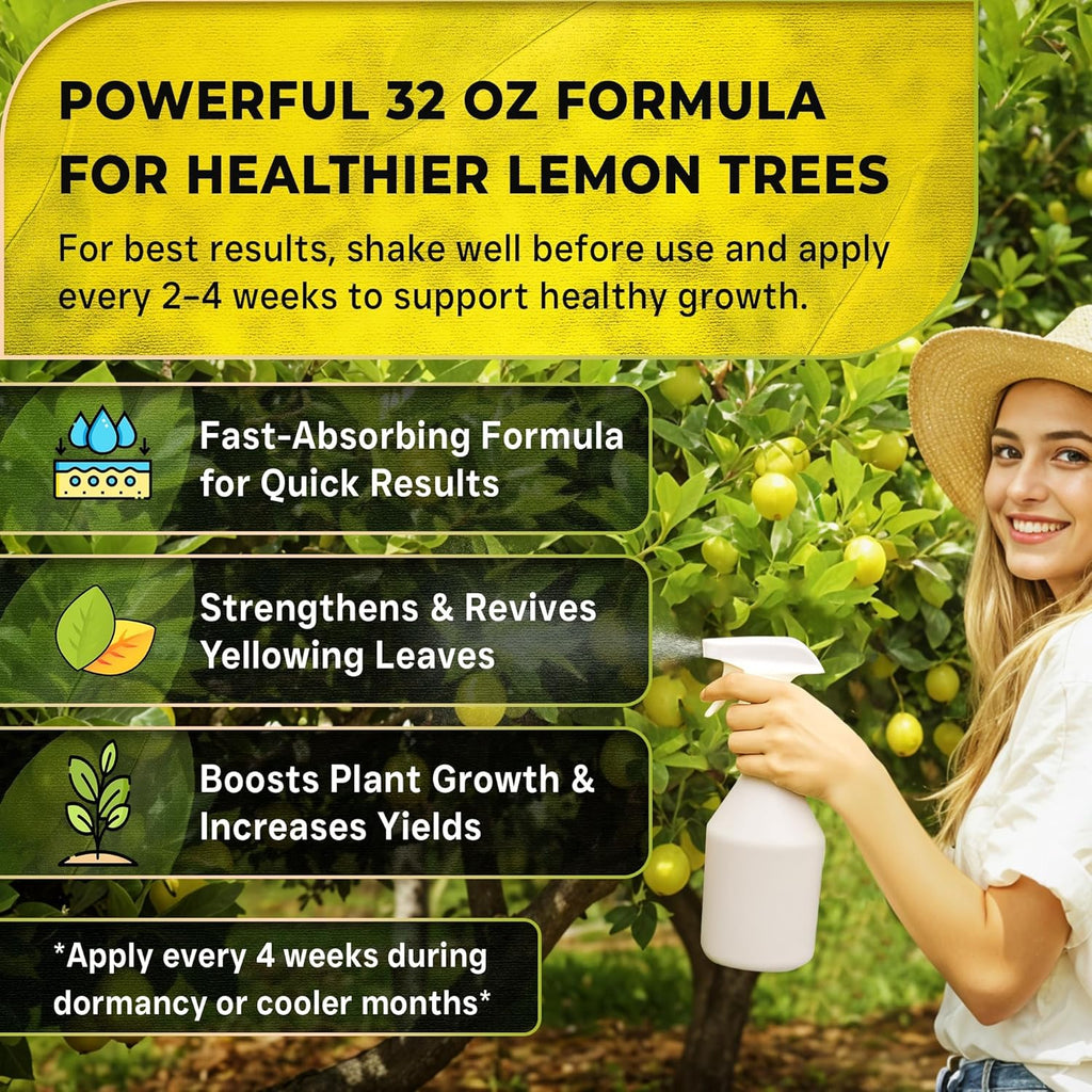 Leaves and Soul Professional Lemon Tree Fertilizer Liquid Concentrate - 6-4-6 Blend for Fruit Tree Fertilizer, Garden - Liquid Plant Food for Lemon Trees in Pots or Outdoors