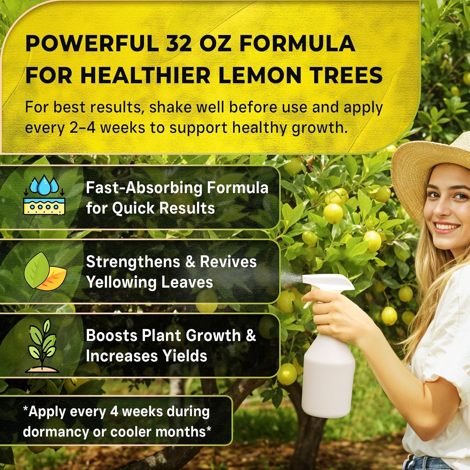 Leaves and Soul Professional Lemon Tree Fertilizer Liquid Concentrate - 6-4-6 Blend for Fruit Tree Fertilizer, Garden - Liquid Plant Food for Lemon Trees in Pots or Outdoors