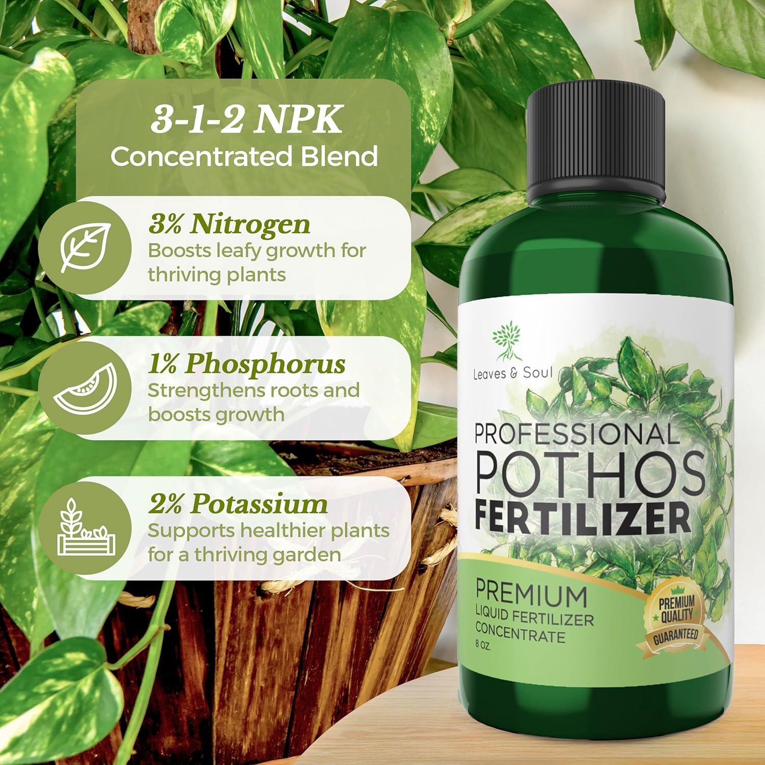 pothos water fertilizer Professional Liquid Pothos Plant Fertilizer | 3-1-2 Concentrate for Epipremnums and Houseplants