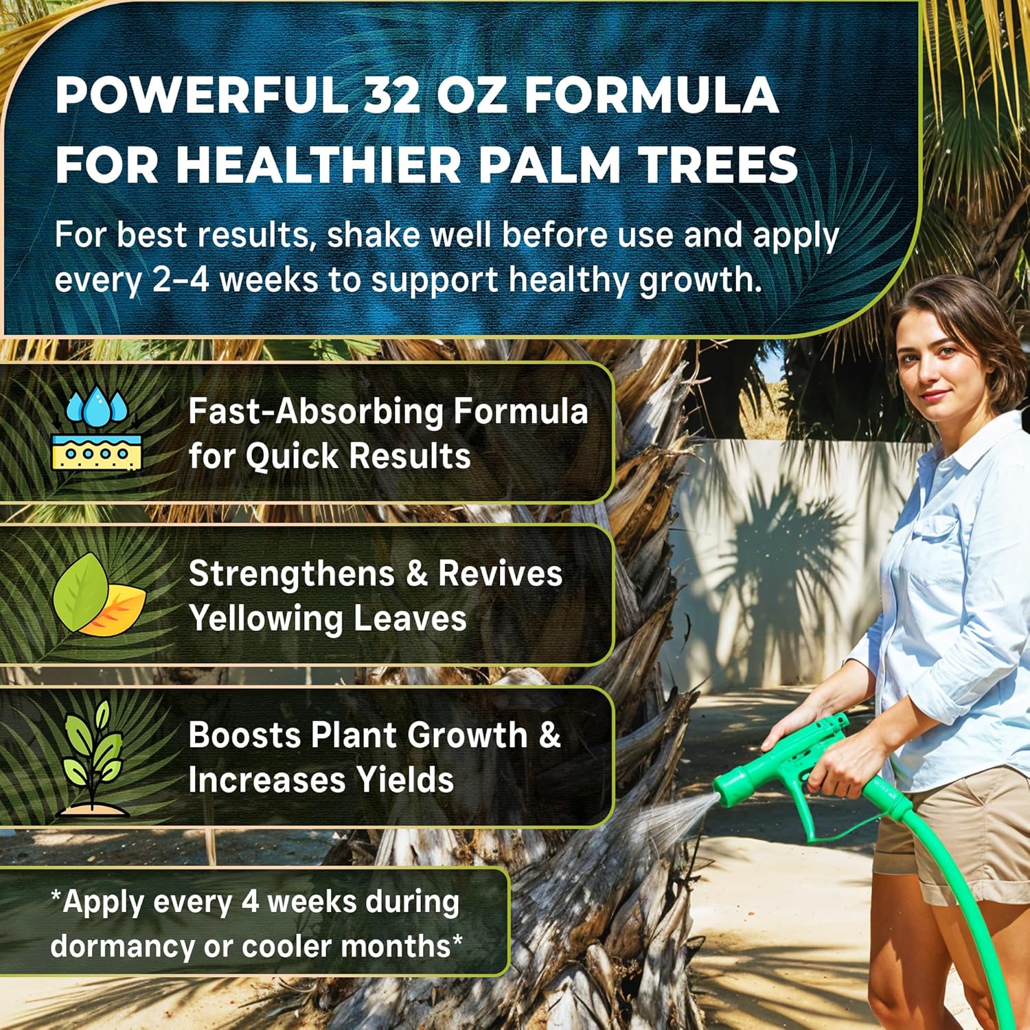 Leaves and Soul Professional Palm Tree Fertilizer Liquid Concentrate - 6-4-6 Blend for Tropical Plant Fertilizer, Garden Use - Liquid Plant Food for Palm Trees and Bushes Outdoors