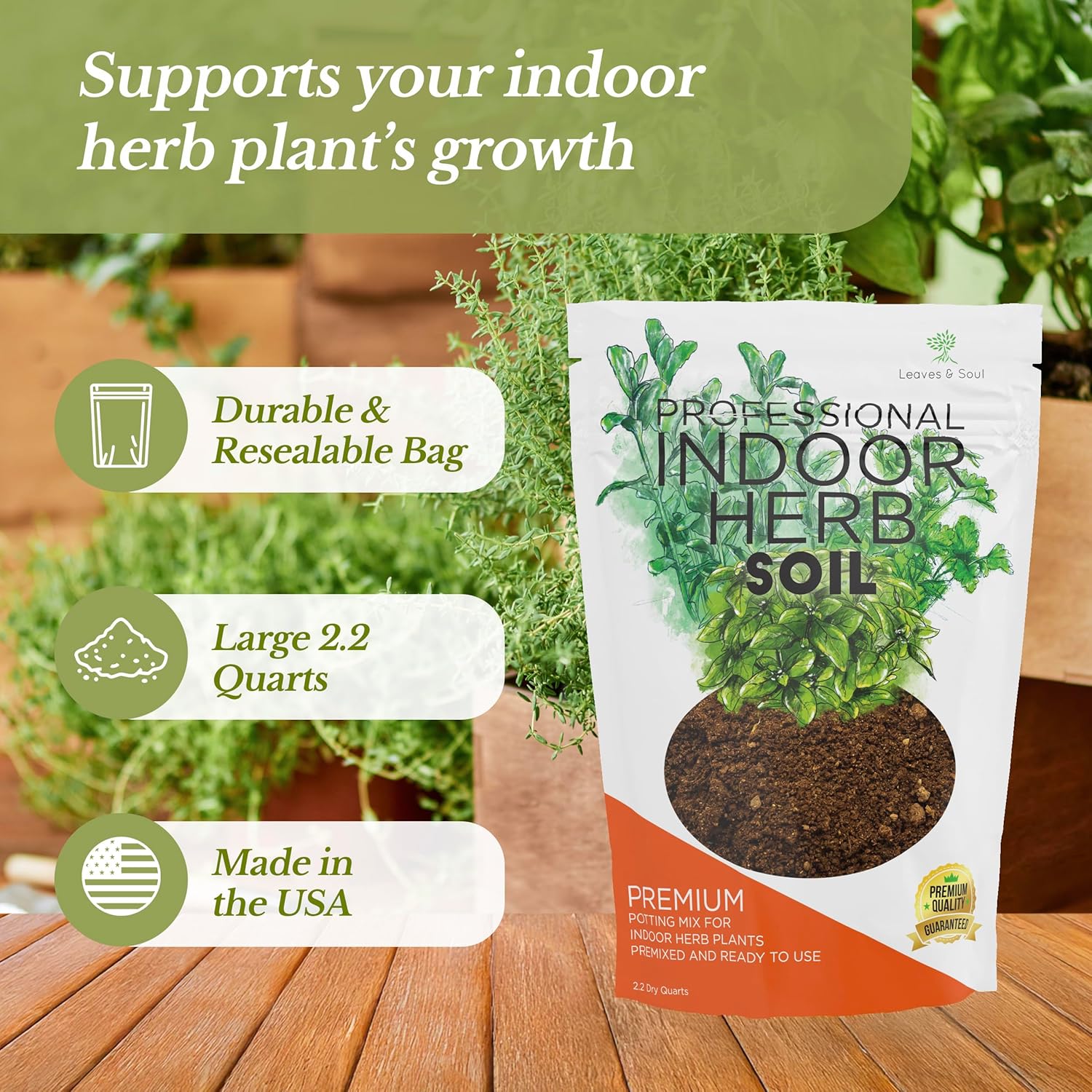 Professional Indoor Herb Plant Soil | Pre-Mixed 2.2 Dry Quarts