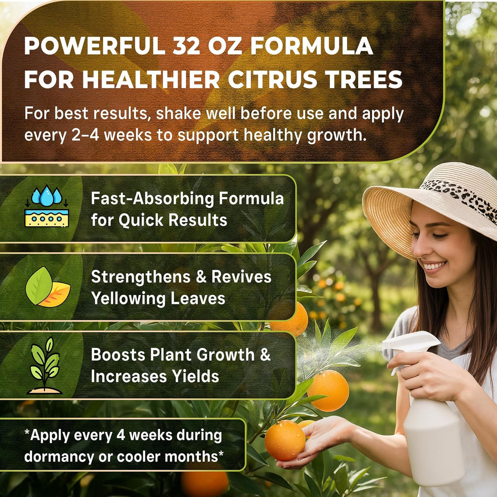 Leaves and Soul Professional Citrus Tree Fertilizer Liquid Concentrate - 6-4-6 Blend for Fruit Tree Fertilizer, Garden - Liquid Plant Food for Citrus Trees in Pots or Outdoors