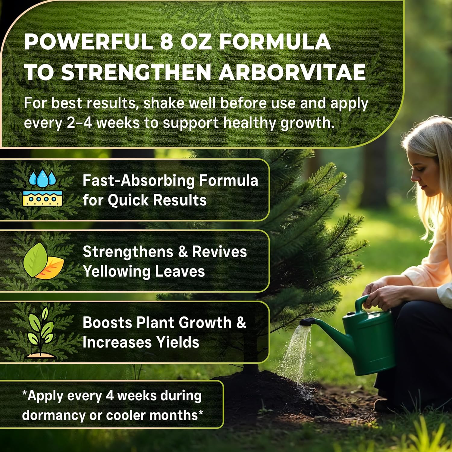 Leaves and Soul Professional Arbor Vitae Tree Fertilizer Liquid Concentrate - 6-4-6 Blend for Arbor Vitae, Garden Use - Liquid Plant Food for Arbor Vitae Trees and Shrubs Outdoors