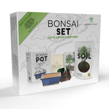 Load image into Gallery viewer, Complete Bonsai Set | BLUE - Soil, Fertilizer, Blue Pot and Wire Kit
