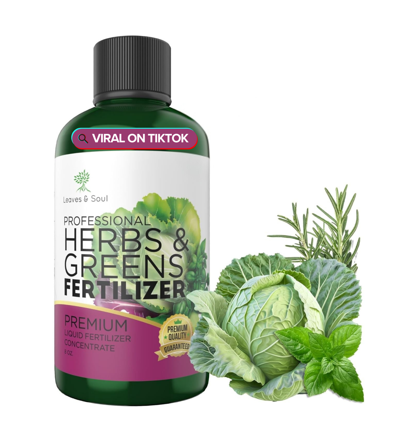 Professional Liquid Herbs and Greens Fertilizer | 5-1-5 Concentrate, Liquid Plant Fertilizer for Garden, Healthy Produce, Good Harvest, Multi-Purpose Blend & Gardening Supplies | 8 oz