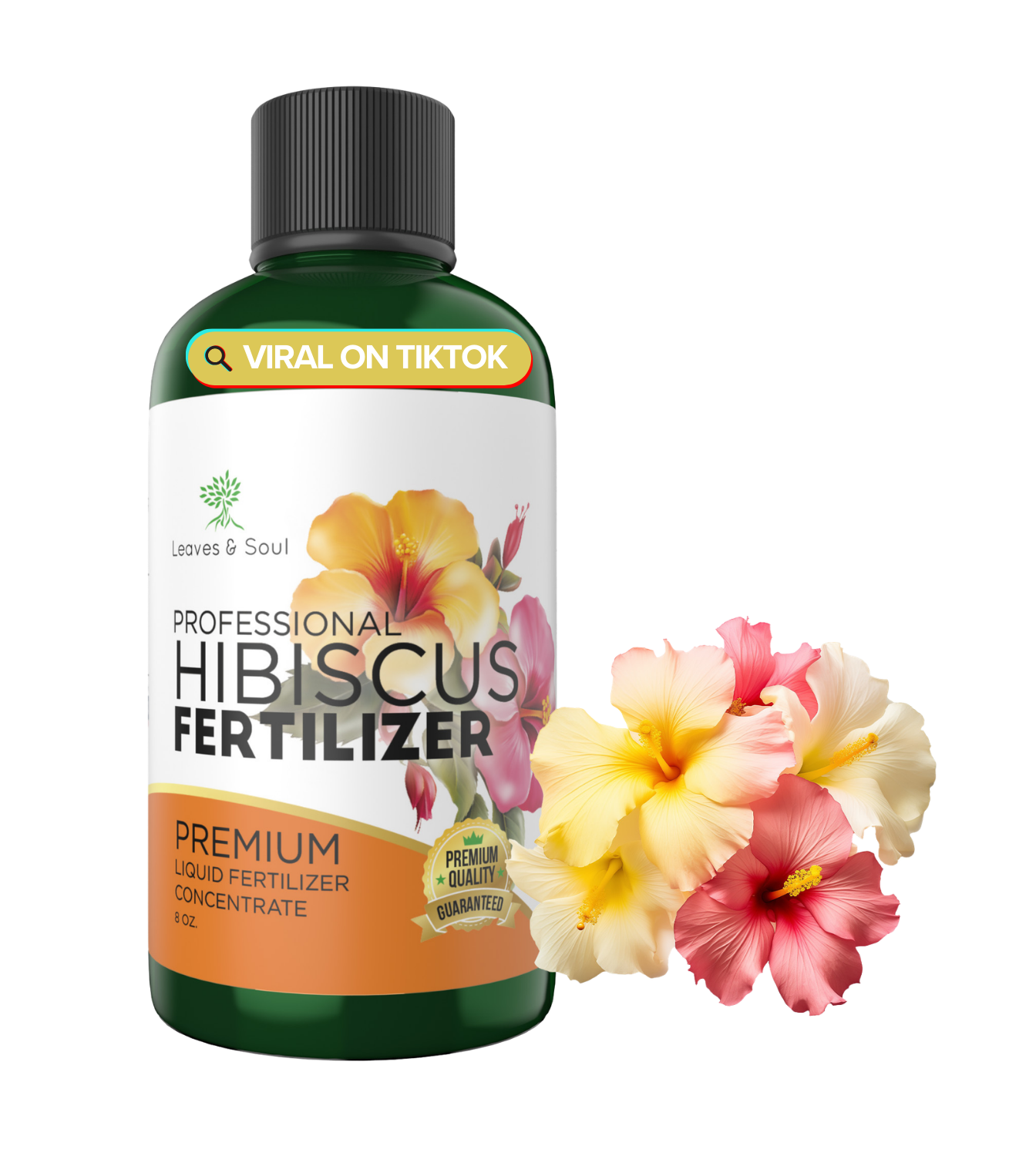 Leaves and Soul Hibiscus Professional Liquid Fertilizer - Complete 3-5-4 Nutrient Blend Concentrate for Enhanced Blooming & Growth - Perfect for Garden & Indoor Plants, New & Improved Blend - 8 oz