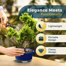 Load image into Gallery viewer, Glazed Ceramic Bonsai Pot - Decorative Planter for Dwarf Trees, Succulents, Small Plants - Blue Oval Container Perfect for Indoor and Outdoor Gardens, Table Centerpieces and Windowsill Décor
