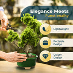 Glazed Ceramic Bonsai Pot | Green Oval