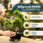 Glazed Ceramic Bonsai Pot | Decorative Planter for Dwarf Trees, Succulents, Small Plants | Small Container for Indoor and Outdoor Gardens, Table Centerpieces and Windowsill Décor | Black Oval