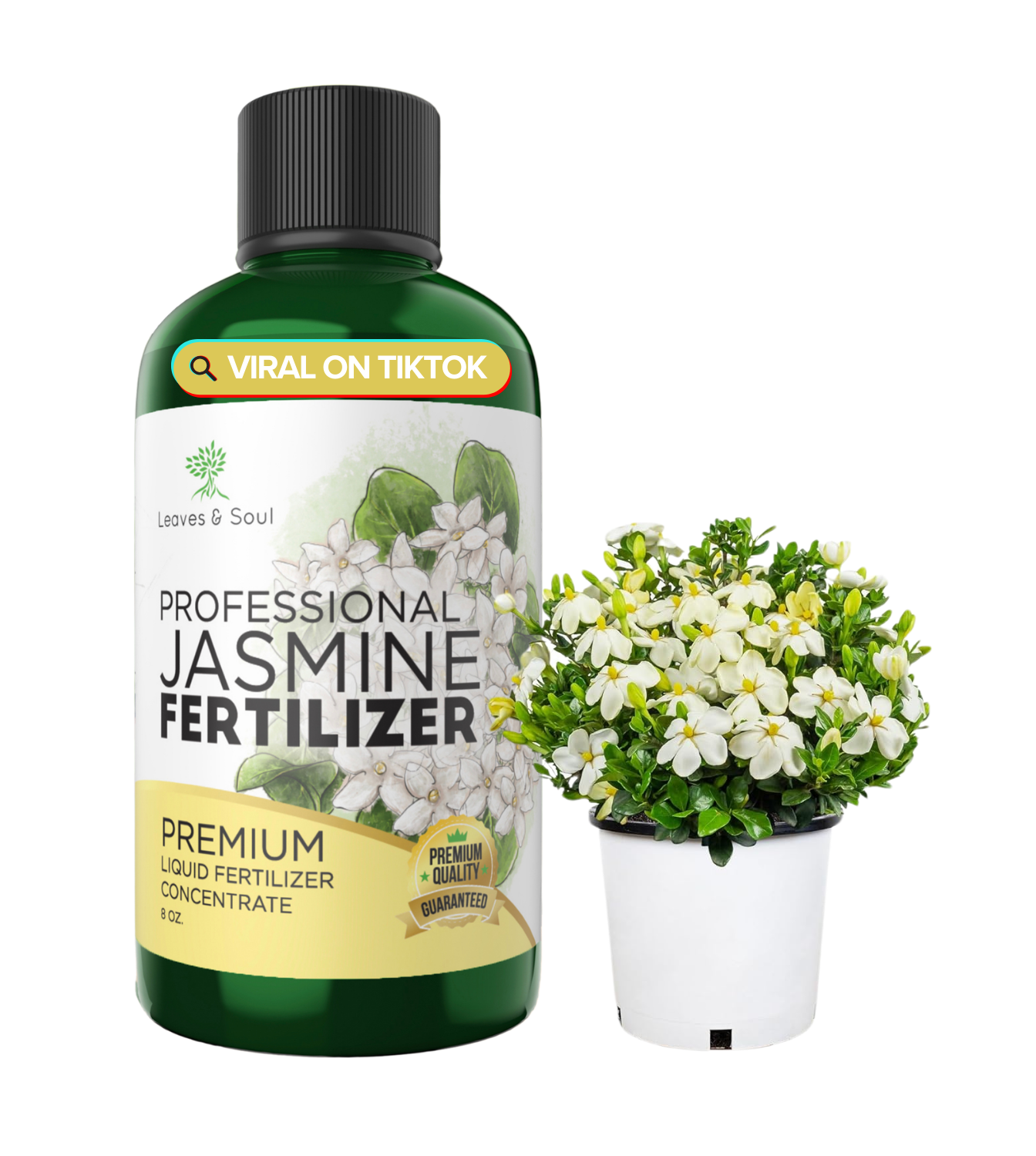 Professional Liquid Jasmine Fertilizer | 3-1-2 Concentrate for Plants and Flowers | 8 oz Bottle (Jasmine)