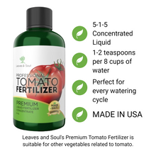 Load image into Gallery viewer, Professional Liquid Tomato Fertilizer | 5-1-5 Concentrate, Liquid Plant Fertilizer for Garden, Healthy Produce, Good Harvest, Multi-Purpose Blend &amp; Gardening Supplies | 8 oz
