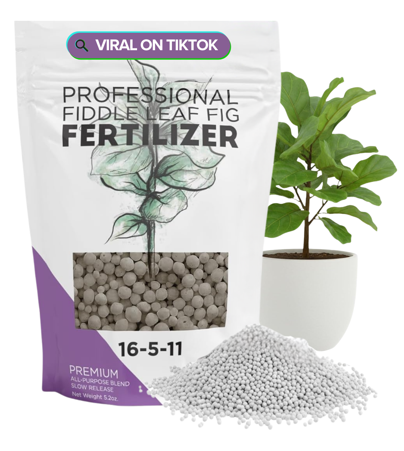 Fiddle Leaf Fig and House Plant Fertilizer Pellets | 16-5-11 Slow Release