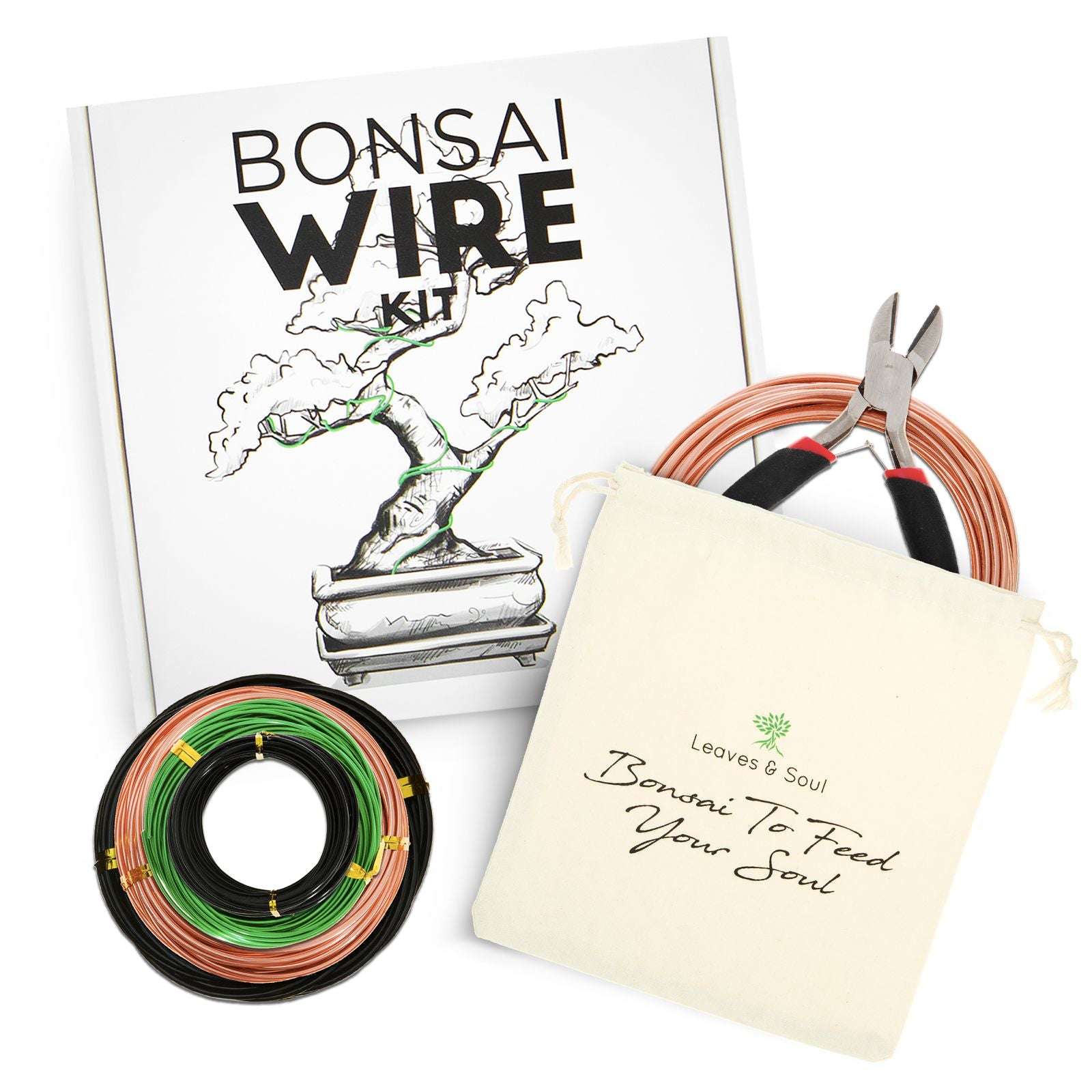 Complete Bonsai Set | GREEN - Soil, Fertilizer, Green Pot and Wire Kit