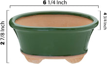Load image into Gallery viewer, Glazed Ceramic Bonsai Pot | Green Oval
