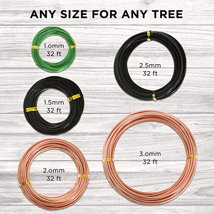 Complete Bonsai Set | GREEN - Soil, Fertilizer, Green Pot and Wire Kit