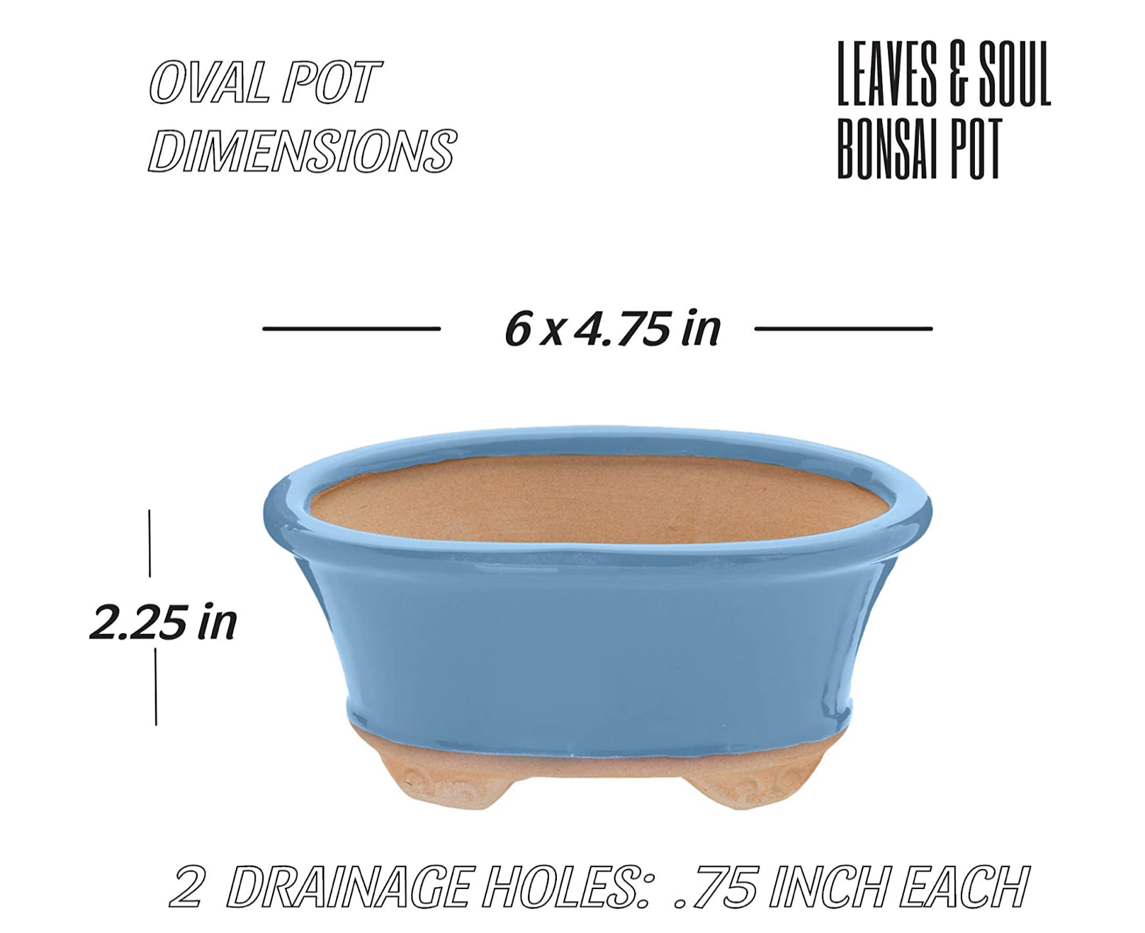 Glazed Ceramic Bonsai Pot | Light Blue